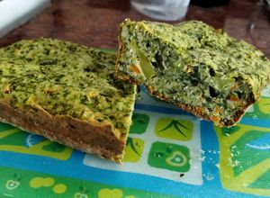 Una foto de Budín salado, de espinaca, brócoli y zanahoria 🥕🥦🥬🥰