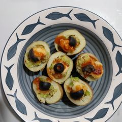 Jacket potatoes(with poha stuffing) A picture of Jacket potatoes(with poha stuffing).