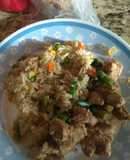 Veggie rice with Pork and string beans yummy