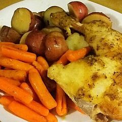A picture of Slow Cooker Chicken Quarters with Potatoes & Carrots.