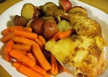 How to Recipe Appetizing Slow Cooker Chicken Quarters with Potatoes  Carrots