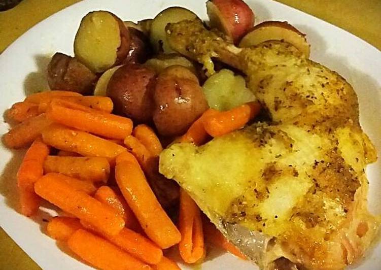 Simple Way to Prepare Award-winning Slow Cooker Chicken Quarters with Potatoes &amp; Carrots