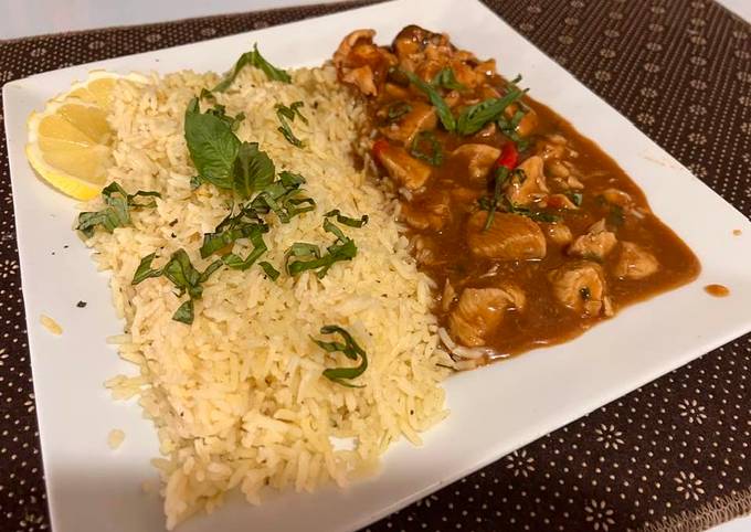 Thai basil chicken with lemon basil rice Recipe by Sarvat Hanif