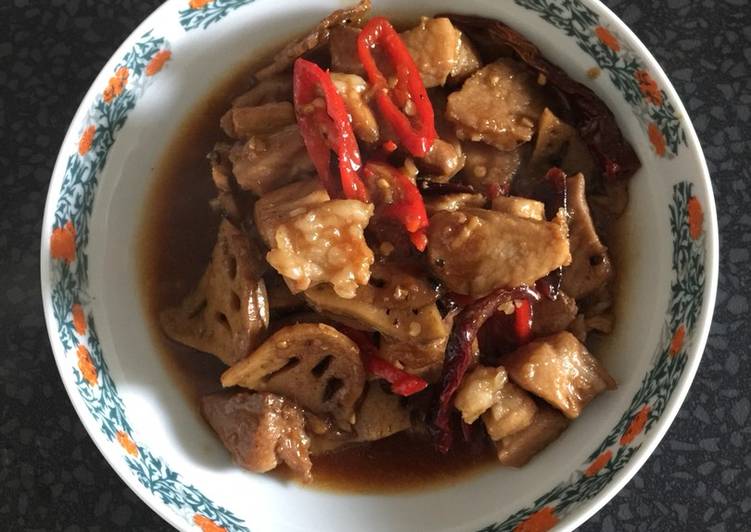 Steps to Prepare Quick Sweet spicy pork with lotus stem
