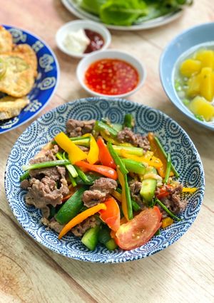 Hình của món Thịt Bò Xào Ớt Trái Cây.