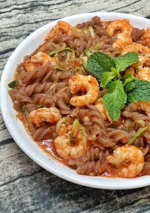Hình của món Nui tôm sốt cà chua Healthy.