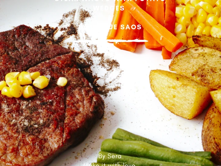 Langkah Mudah untuk Membuat Resep Steak wagyu with potato wedges and barbeque sous yang Sempurna Anti Ribet, Bisa Manjain Lidah