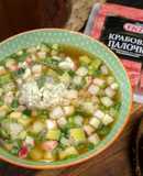 Окрошка с крабовыми палочками