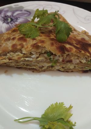 A picture of Egg stuffed paratha.