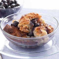 A picture of Creamy Blueberry Bread Pudding.