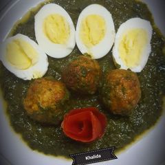 A picture of Meatballs egg spinach.