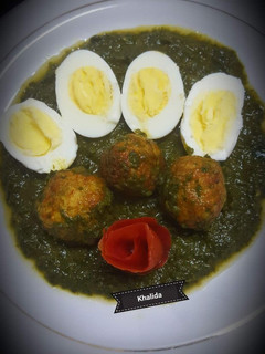 A picture of Meatballs egg spinach.