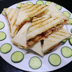 A picture of BBQ Chicken grilled sandwiches.