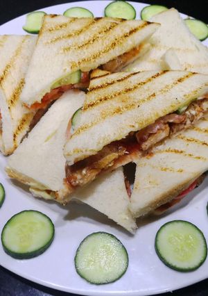 A picture of BBQ Chicken grilled sandwiches.
