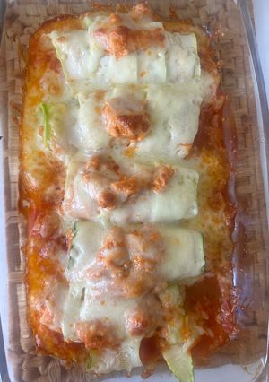 Una foto de Canelones de calabacín