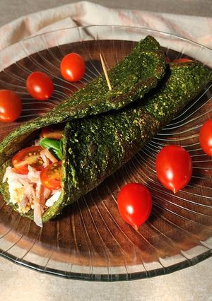Una foto de 🌯🫔Wrap de espinaca y avena 🌯 Listo en 5'🫔🌯