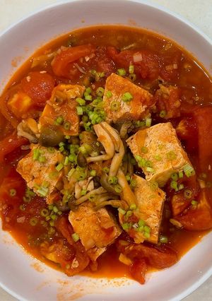 番茄燒凍豆腐（素） 的食譜成品照片