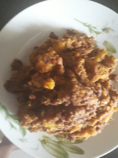 A picture of Porriage beans with ripe plantain.