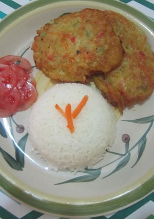 Una foto de Torrejas de papa con verduras