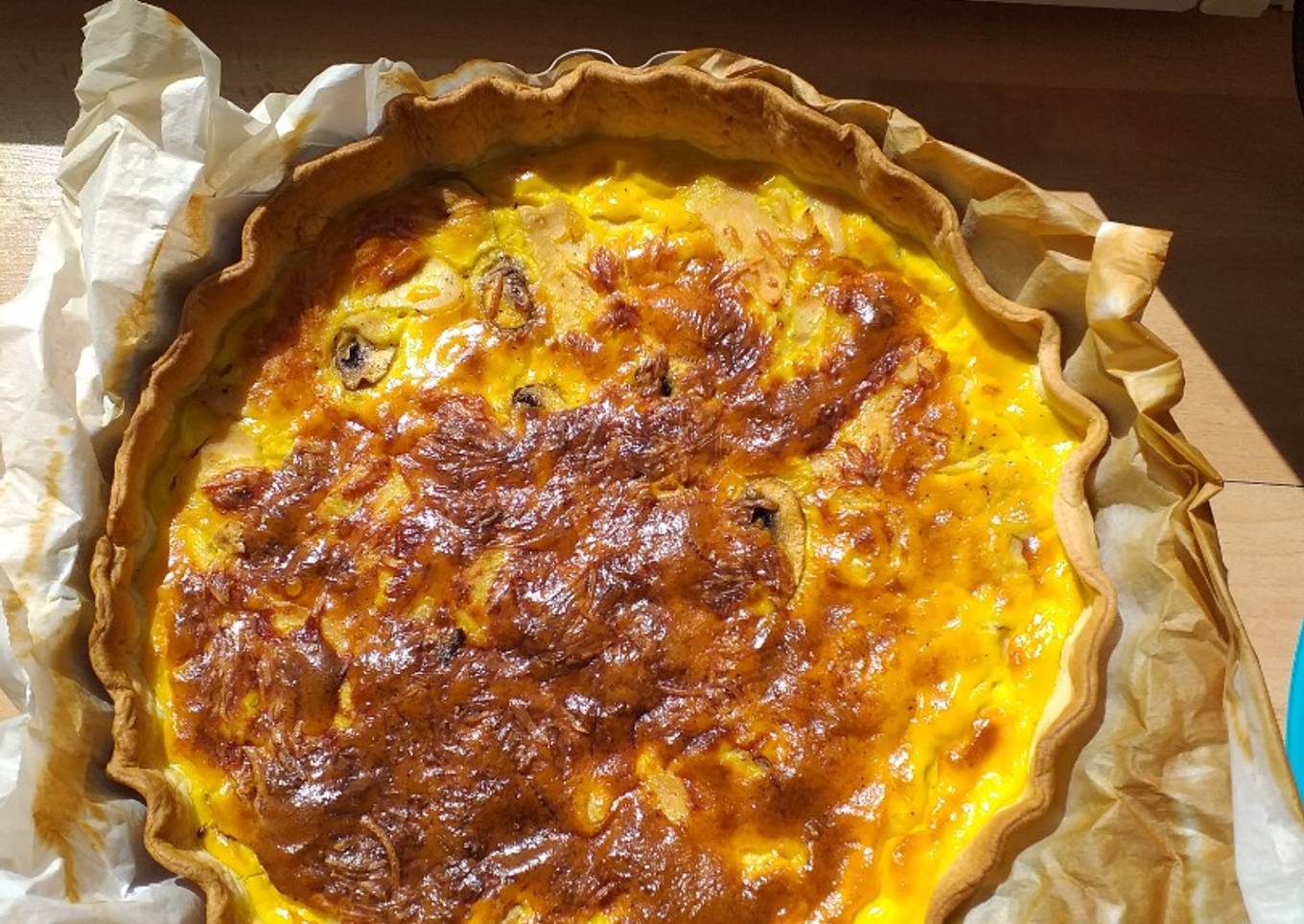 Quiche poulet champignons