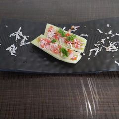 A picture of Cucumber boat salad.