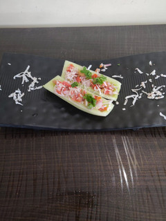 A picture of Cucumber boat salad.