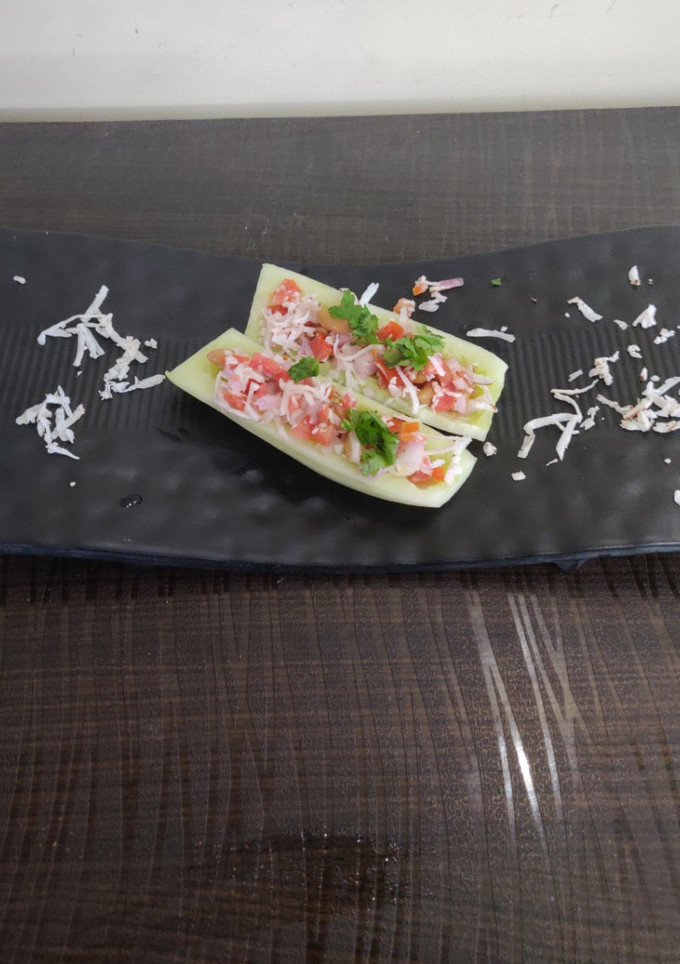 A picture of Cucumber boat salad.