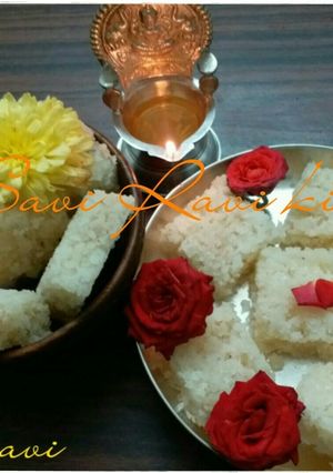 A picture of Coconut Burfi / Kobbari Mitai.
