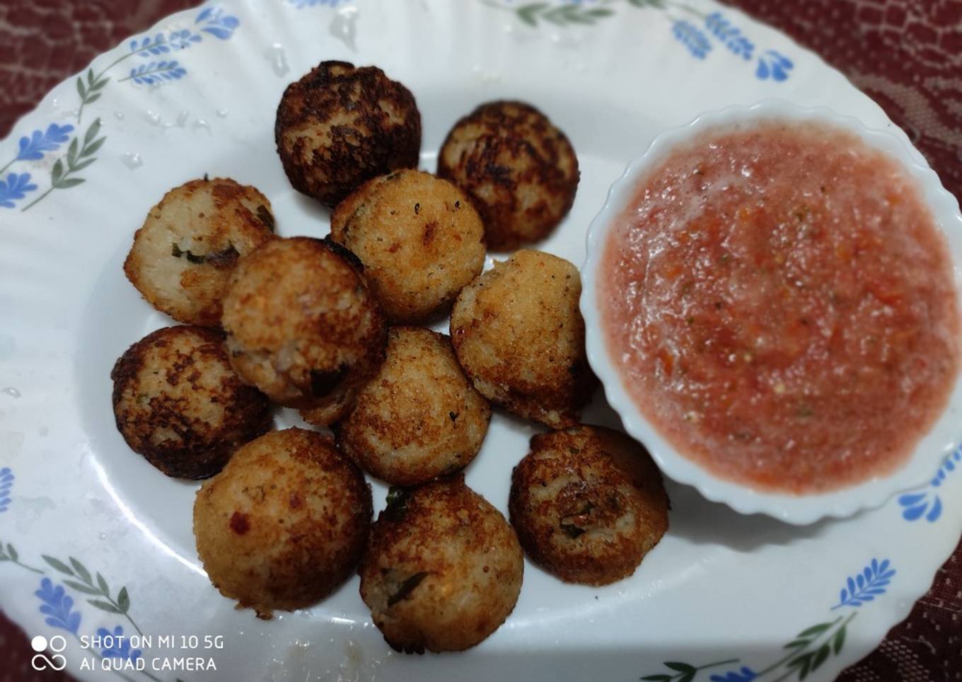 Leftover Rice Appam with Tomatoes Chutney