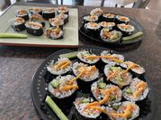 A picture of salmon sushi