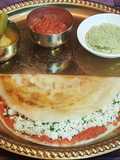 Paneer Dosa, Sambhar and Coconut Chutney