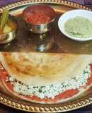 Paneer Dosa, Sambhar and Coconut Chutney