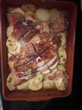 Pollo relleno con jamón, mozzarella y aceitunas