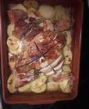 Pollo relleno con jamón, mozzarella y aceitunas