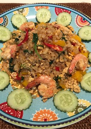 A picture of Keto Shrimp Basil Fried Rice.