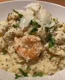 Falso Risotto de coliflor, gambas y coco