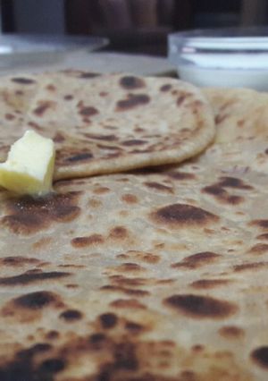 A picture of Potato stuffed chapati.