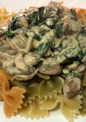 Foto de Massa com cogumelos e espinafres (vegan)