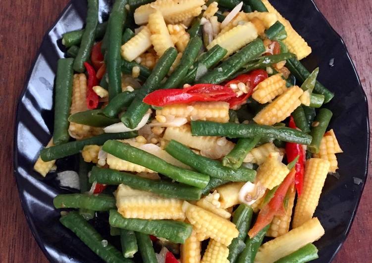 Resep Tumis Putren (Baby Corn) Kacang Panjang yang praktis
