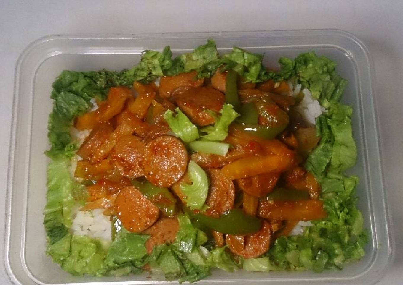 Rice and vegetable sausage stir fry