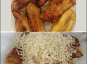 Una foto de Plátano frito con queso