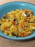 Arroz con bacalao y calabacín