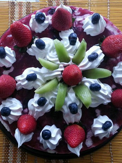 Una foto de Chessecake con frutos de la pasión