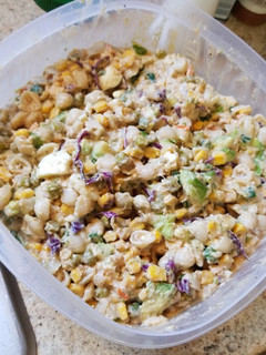 A picture of BBQ Avocado Macaroni Salad.