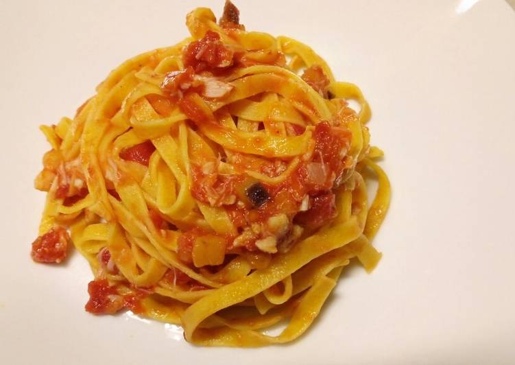 Recipe of Award-winning Tagliatelle al ragù di baccalà e melanzane