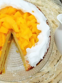 Una foto de Layer Cake tres leches y melocotón
