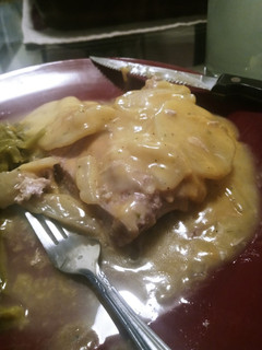 A picture of Smothered and Covered Pork Chops.
