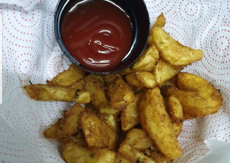 Recipe of Awsome Fried wedges#4week challenge # idd challenge Cooking Basics for Beginners