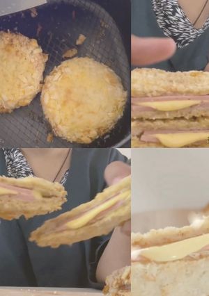รูปของ Hamcheese Pocket By Air Flyer : ขนมปังแฮมชีสทอดไร้น้ำมัน 🍞🧀🤍