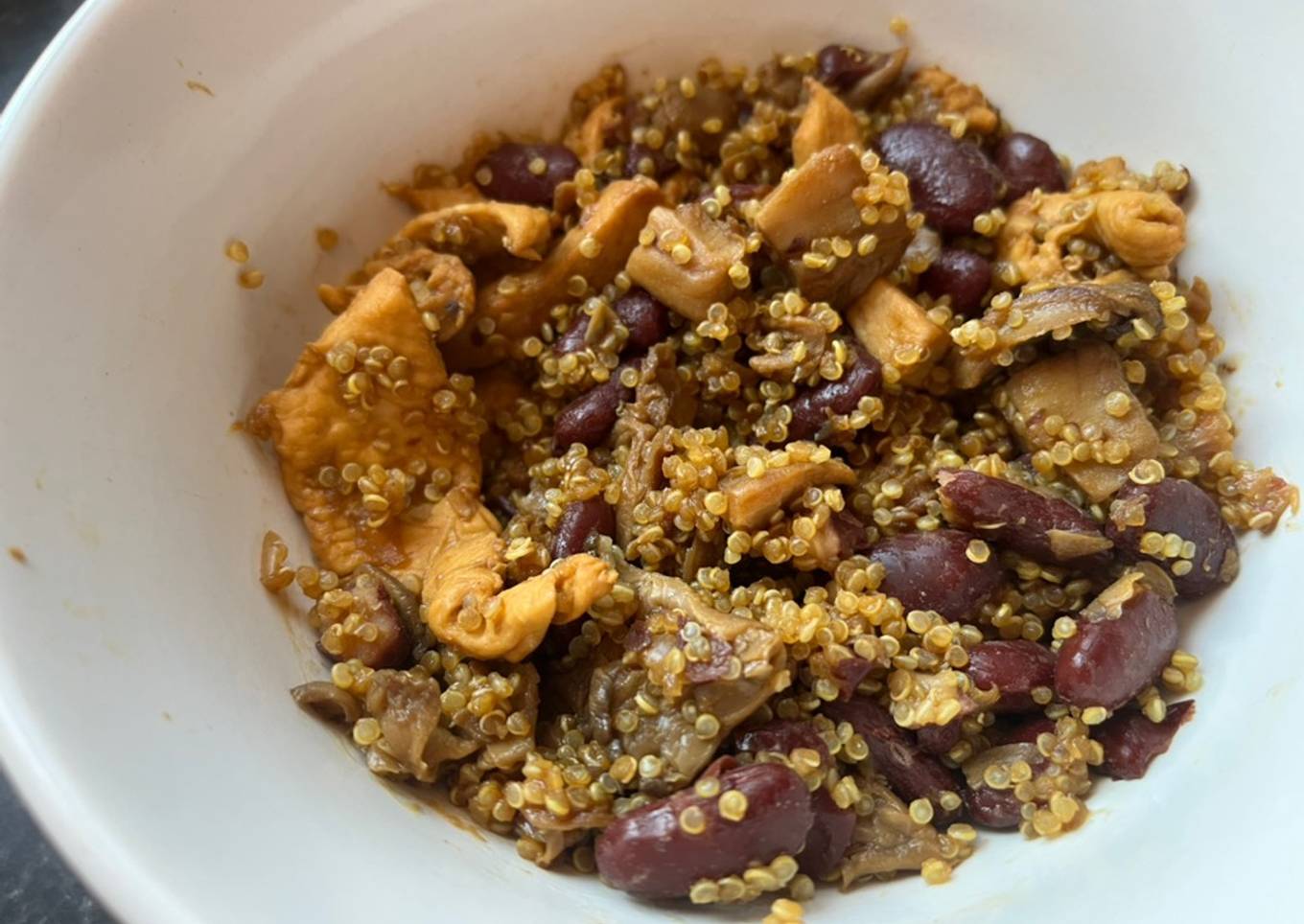Quinoa con pollo y alubias rojas 🍗